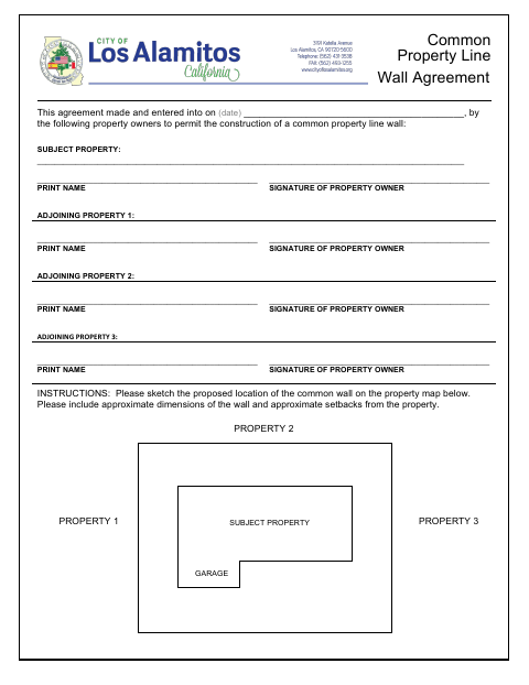 First page of the Common Property Line Wall Agreement