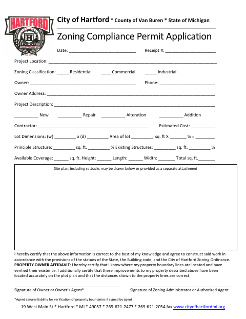 First page of the Zoning Compliance Permit Application