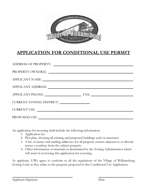 First page of the Application for Conditional Use Permit