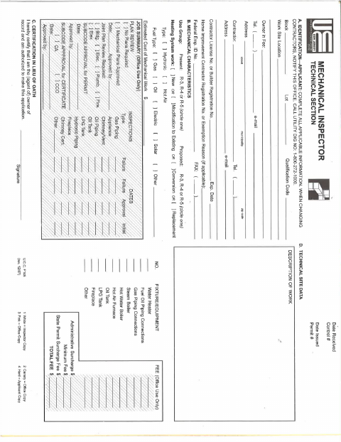 First page of the Mechanical Technical Sheet