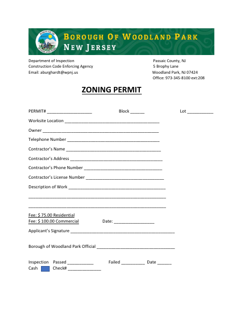 First page of the Zoning Permit