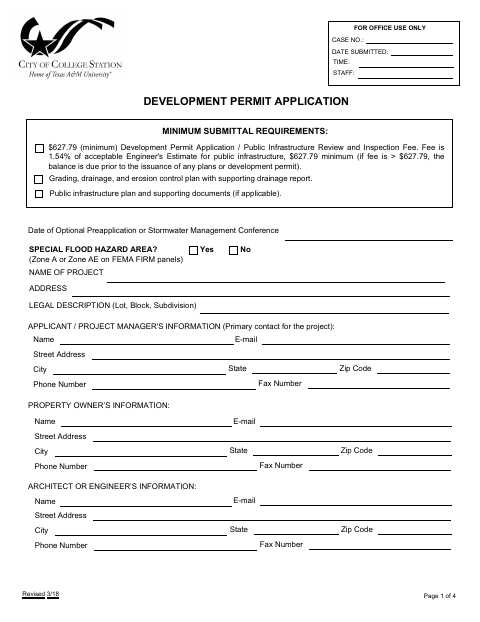 First page of the Development Permit Application