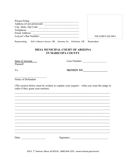First page of the General Motion