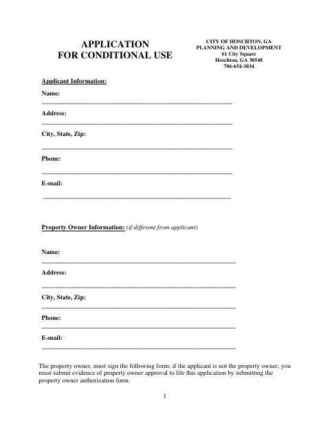 First page of the Conditional Use Application