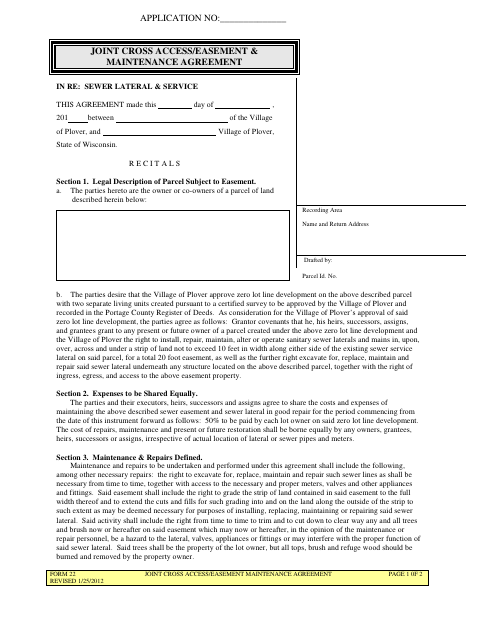 First page of the Joint Cross Access Easement And Maintenance Agreement