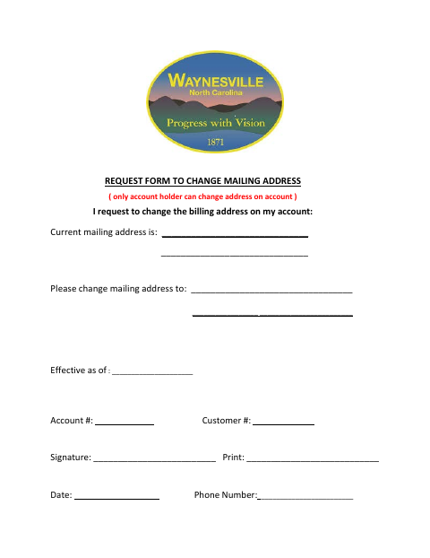 First page of the Request Form to Change Mailing Address