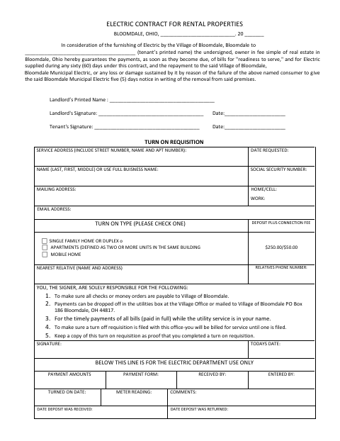First page of the Electric Contract For Rental Properties