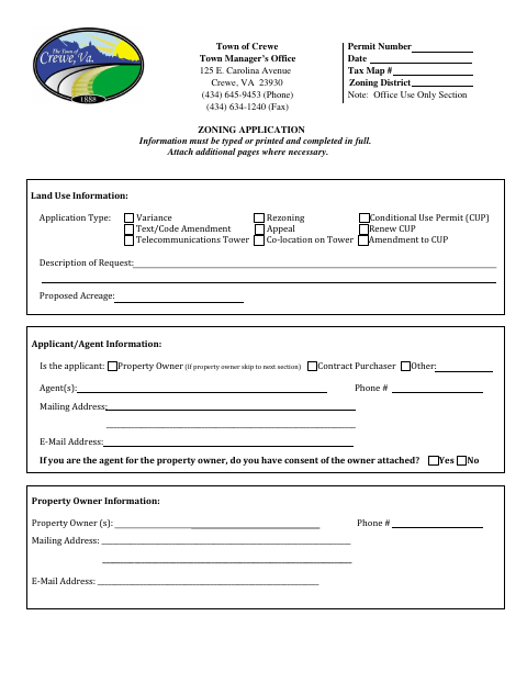 First page of the Zoning Application