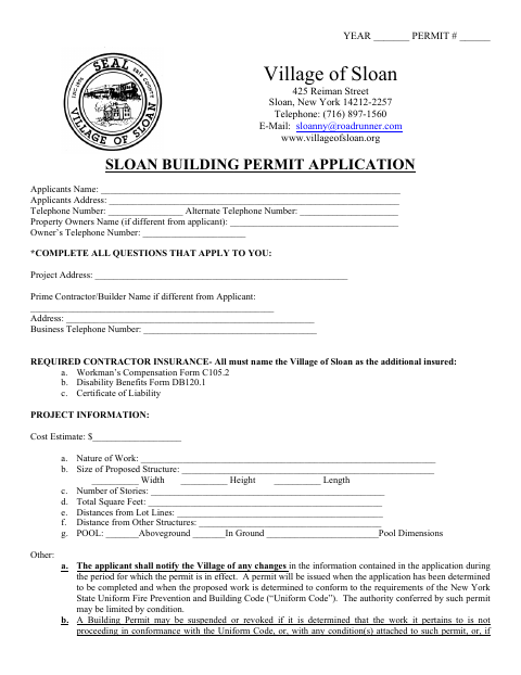 First page of the Building Permit Application