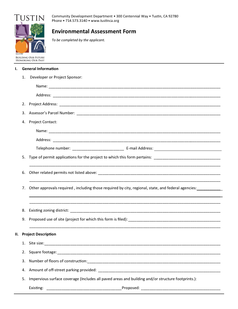 First page of the Environmental Assessment Form