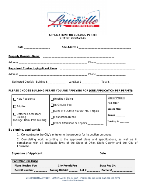First page of the Application for Building Permit
