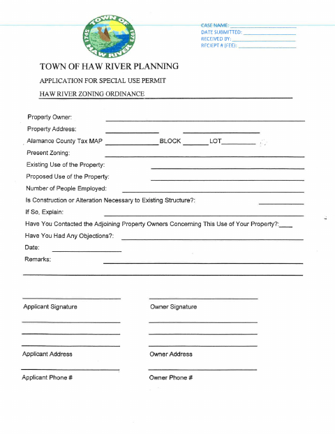 First page of the Special Use Permit Application