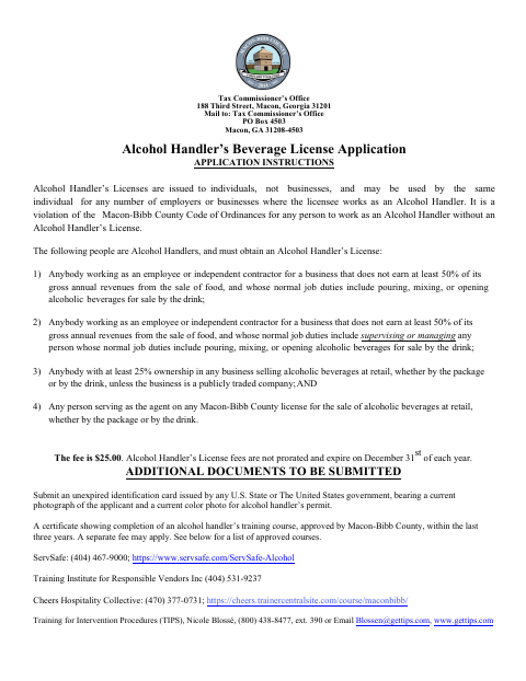 First page of the Alcohol Handler's License Initial Application