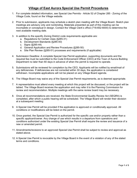 First page of the Special Use Permit Application