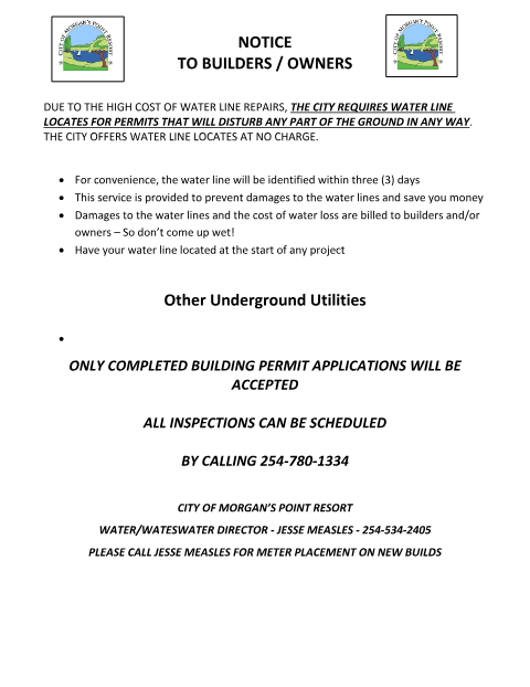First page of the Building Permit Application