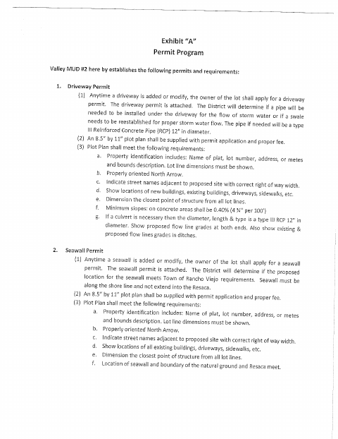 First page of the Valley MUD #2 Permit Applications
