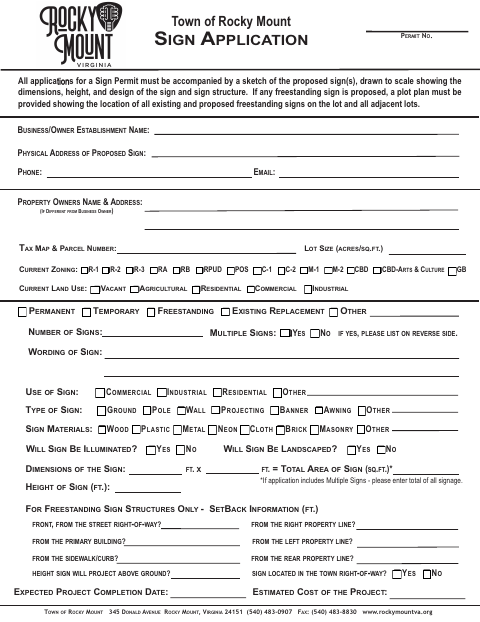 First page of the Sign Application