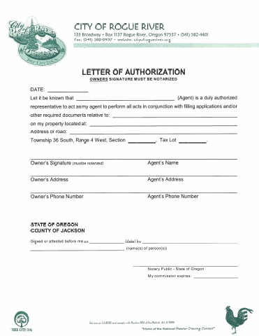 First page of the Letter of Authorization