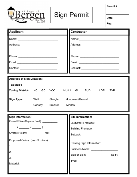 First page of the Sign Permit