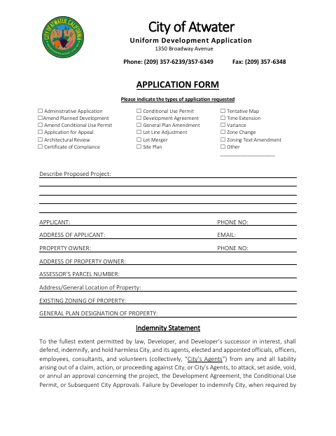 First page of the Uniform Development Application