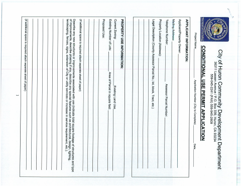 First page of the Conditional Use Permit Application
