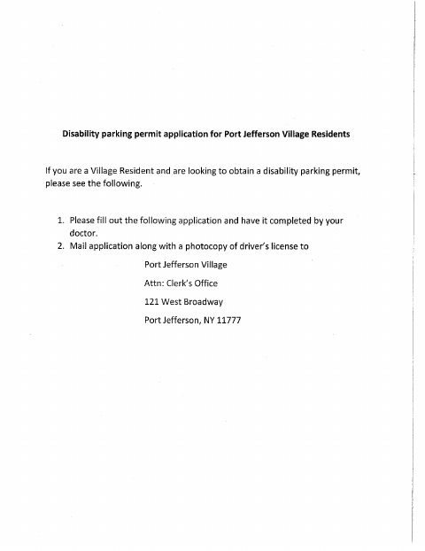 First page of the Disability Parking Permit Application