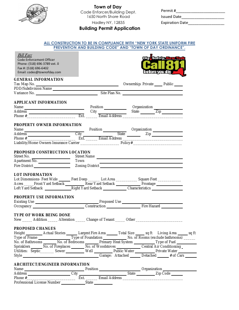 First page of the Building Permit Application