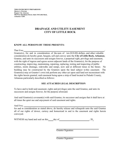 First page of the Drainage and Utility Easement
