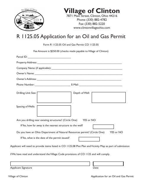 First page of the Application for an Oil and Gas Permit