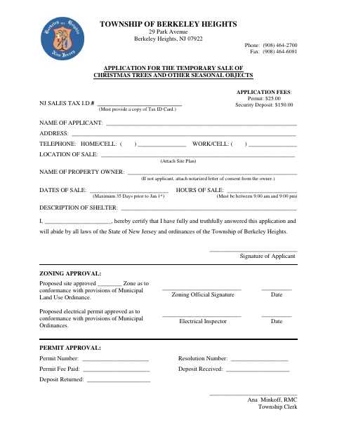 First page of the Temporary Seasonal Sales Application