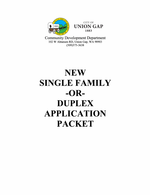 First page of the Building Permit Single Family Dwelling Application