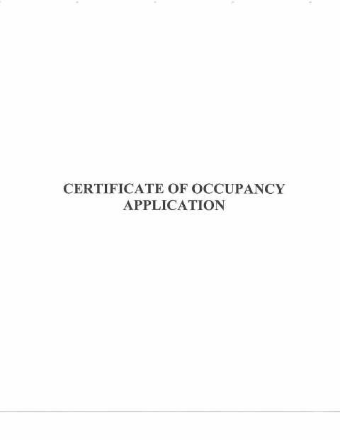 First page of the Certificate of Occupancy Application