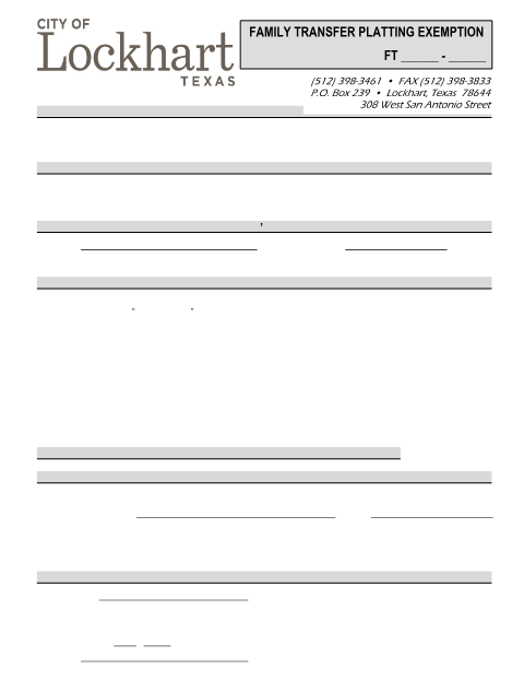 First page of the Family Transfer Exemption Application