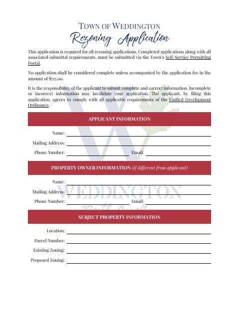 First page of the Rezoning Application