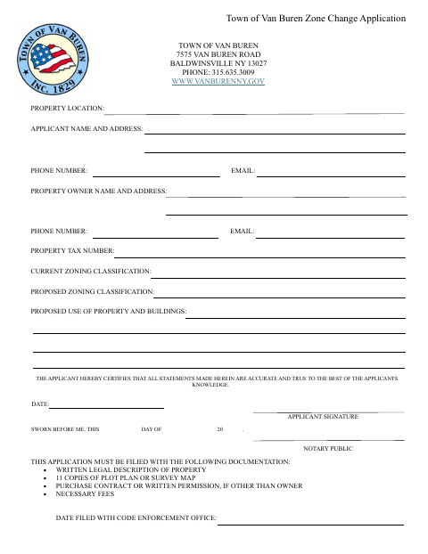 First page of the Zone Change Application