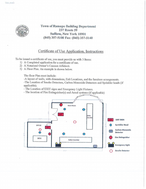 First page of the Certificate of Use Application