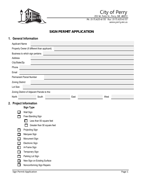 First page of the Sign Permit Application