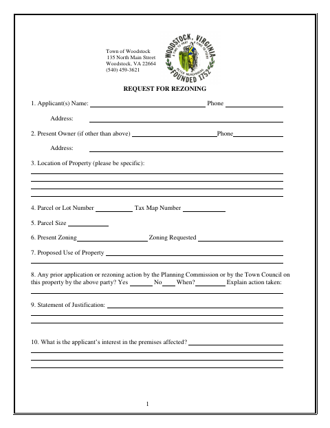 First page of the Request for Rezoning