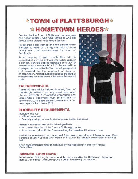 First page of the Hometown Heroes Application