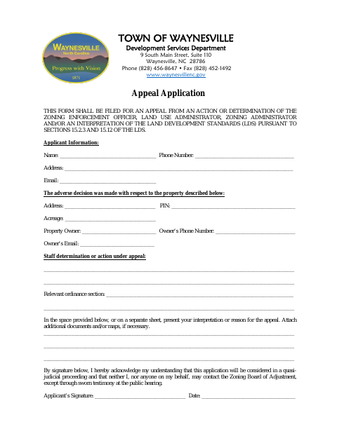 First page of the Appeal Application