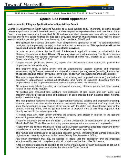 First page of the Special Use Permit Application