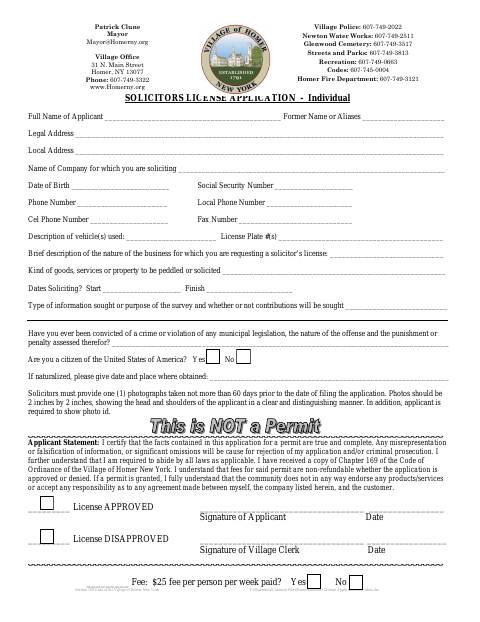 First page of the Solicitors License Application – Individual