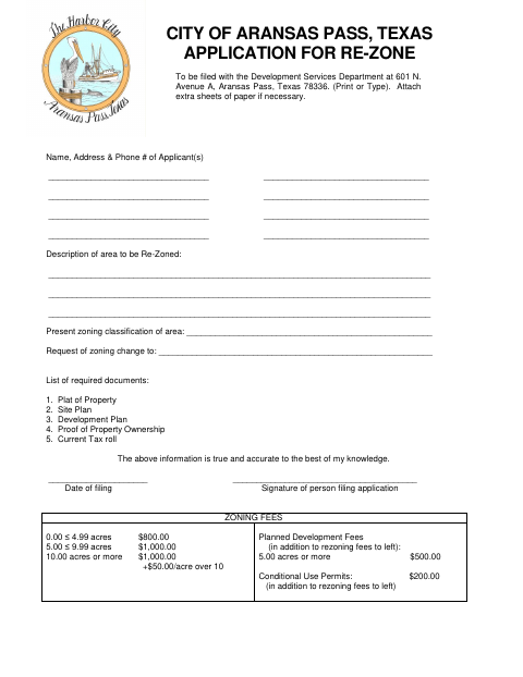 First page of the Application for Re-Zoning