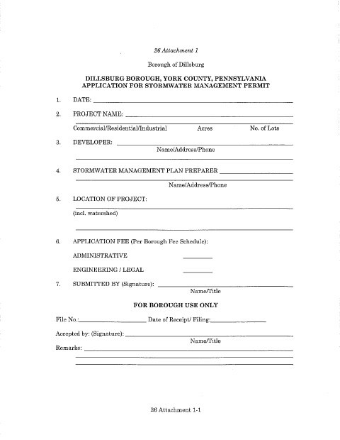 First page of the Stormwater Management Permit Application