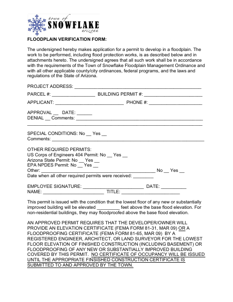 First page of the Floodplain Verification Form