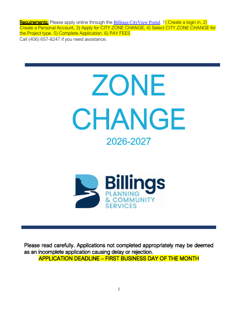 First page of the Zone Change Application