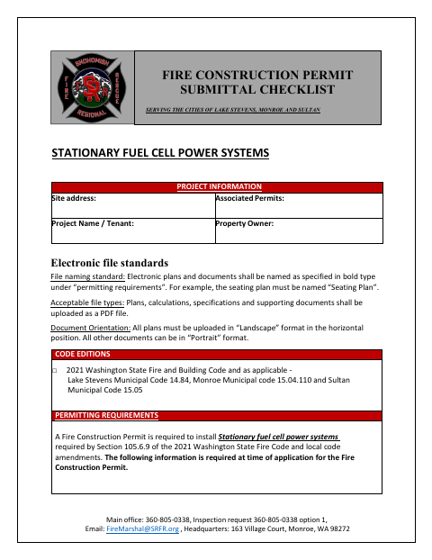 First page of the Stationary Fuel Cell Power Systems