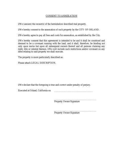 First page of the Consent to Annexation