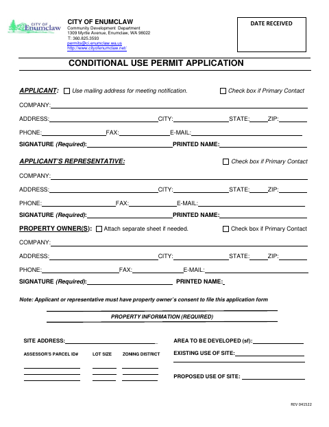 First page of the Conditional Use Permit Application