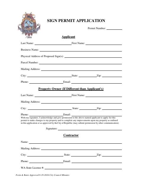 First page of the Sign Permit Application